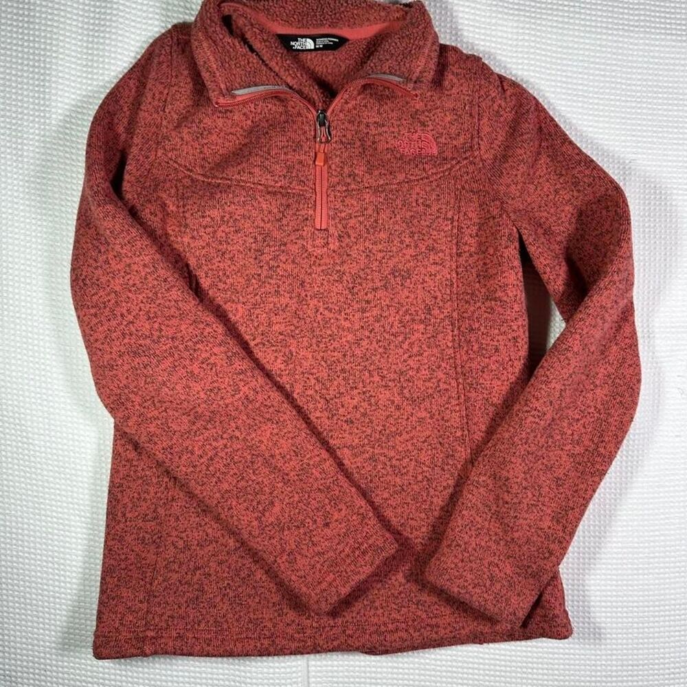 North Face Women's Red Pullover Quarter Zip Jacket